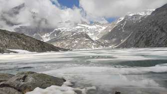 Het meer Lago Vedretta in Trentino.