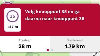 Screenshot uit de Wandelknooppunt-app