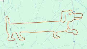 Strava-challenge kaart gewandeld in de vorm van een hond