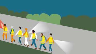 Verkeersregels wandelen in groep.