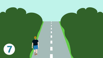 waar wandel je op de weg - links